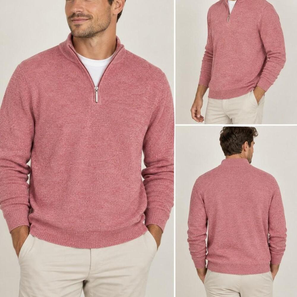 Peter Millar Pink Quarter-Zip Sweater – Size XL